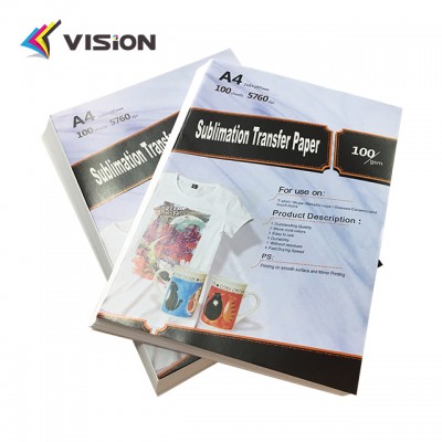 Vison Sublimation Heat Transfer Printing Paper 100gsm Sheet Size A4&A3